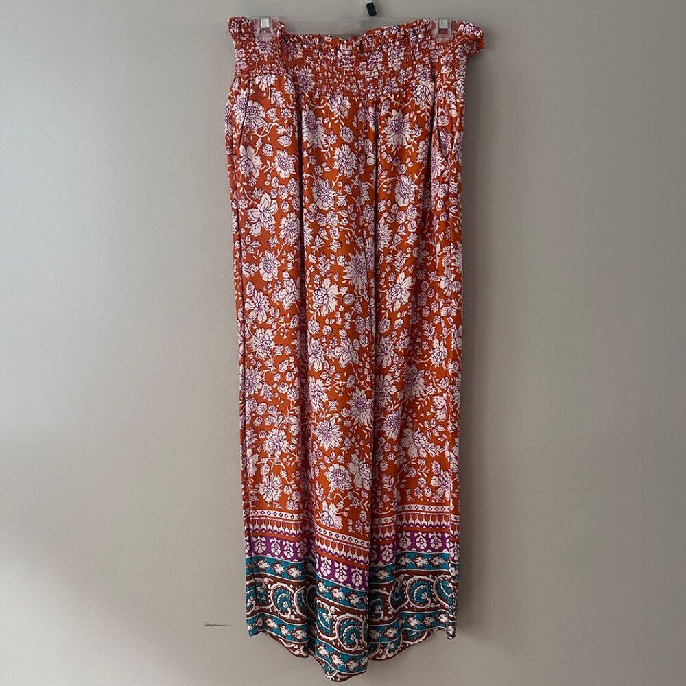 Anthropologie Petite Smocked Wide-leg Pants - Picture 3 of 6